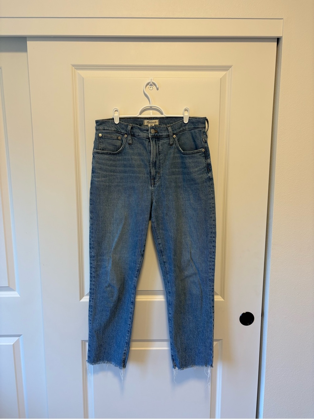 Madewell Medium Blue Cropped Straight Jeans